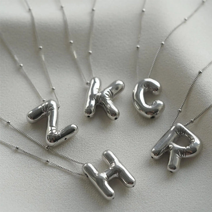 Bubble Letter Initial Necklace (Bundle)