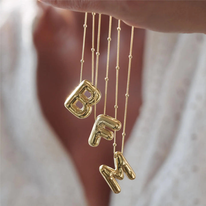 Bubble Letter Initial Necklace (Bundle)