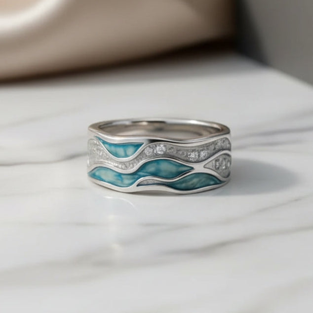 Ring with Turquoise Waves