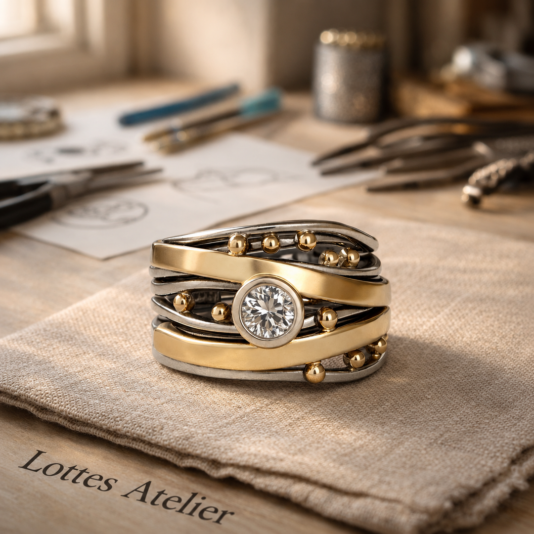 Vintage Ring with Inner Work and Zirconia
