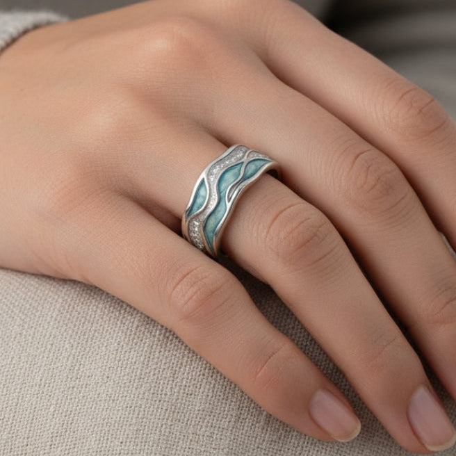 Ring with Turquoise Waves