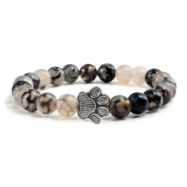 Bracelet with Paw Prints, Adorned with Beads