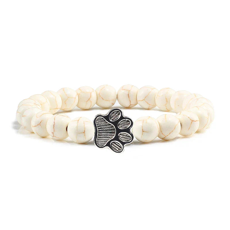 Bracelet with Paw Prints, Adorned with Beads