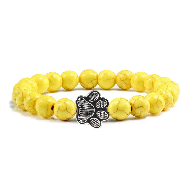 Bracelet with Paw Prints, Adorned with Beads