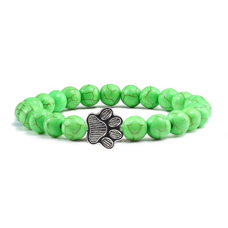 Bracelet with Paw Prints, Adorned with Beads