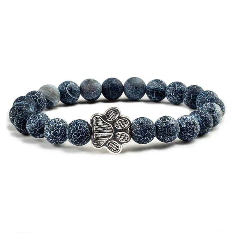 Bracelet with Paw Prints, Adorned with Beads