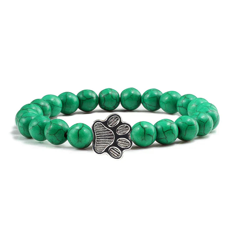 Bracelet with Paw Prints, Adorned with Beads