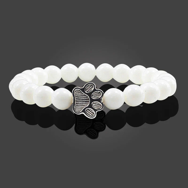 Bracelet with Paw Prints, Adorned with Beads
