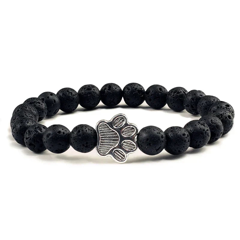 Bracelet with Paw Prints, Adorned with Beads