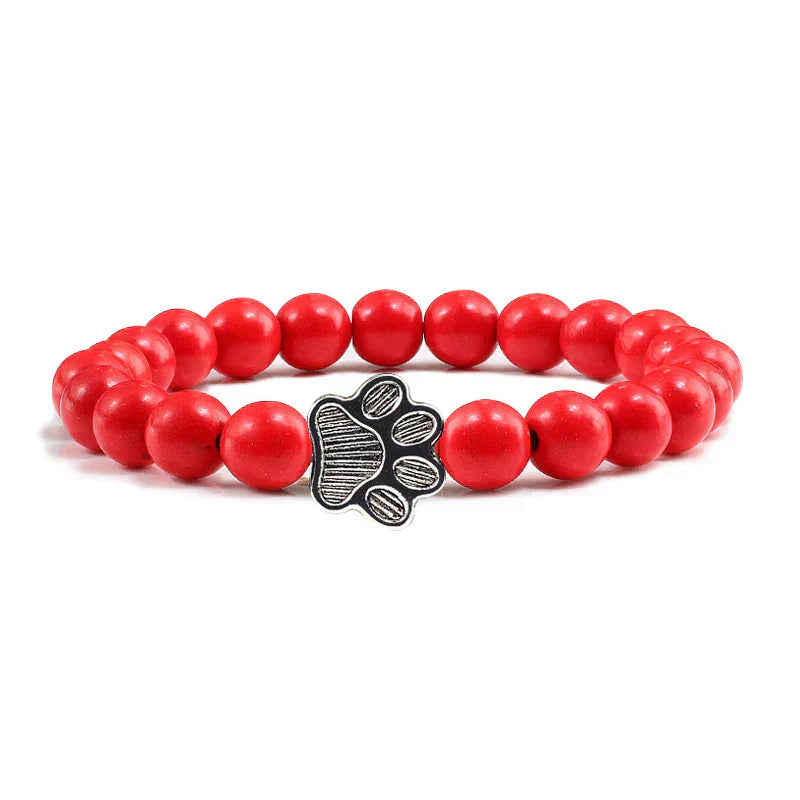 Bracelet with Paw Prints, Adorned with Beads