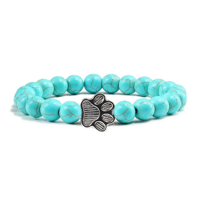 Bracelet with Paw Prints, Adorned with Beads