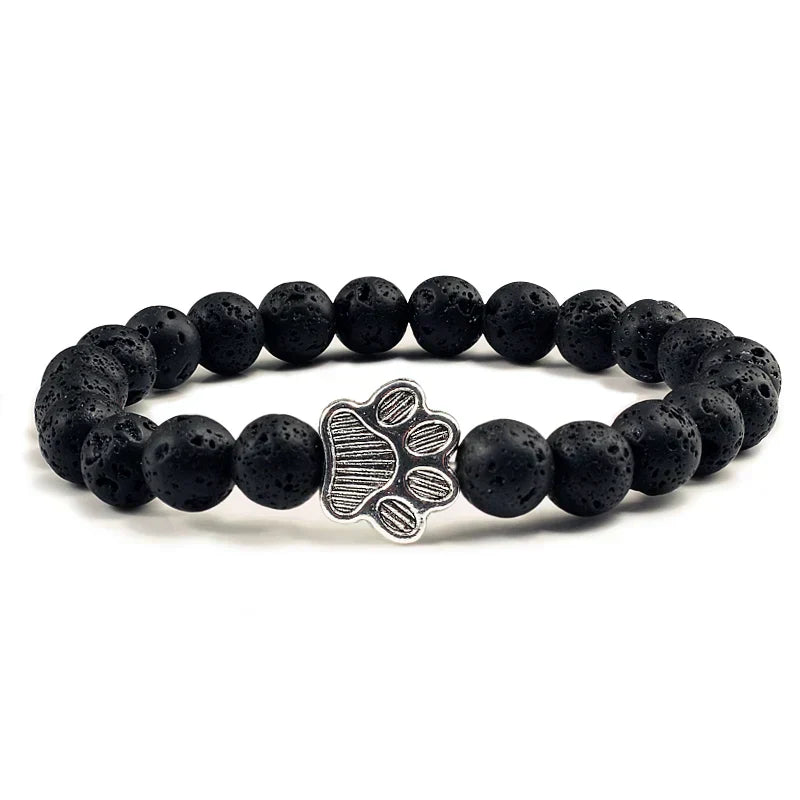 Bracelet with Paw Prints, Adorned with Beads