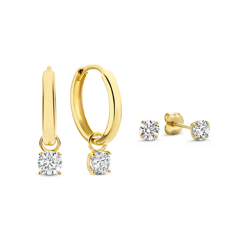 Soft gold earrings with an elegant stone
