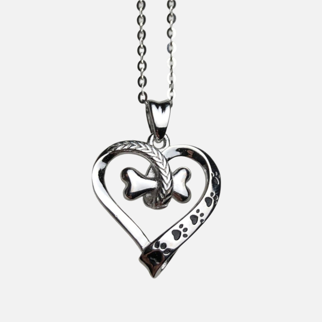 Dog Paw and Heart Necklace