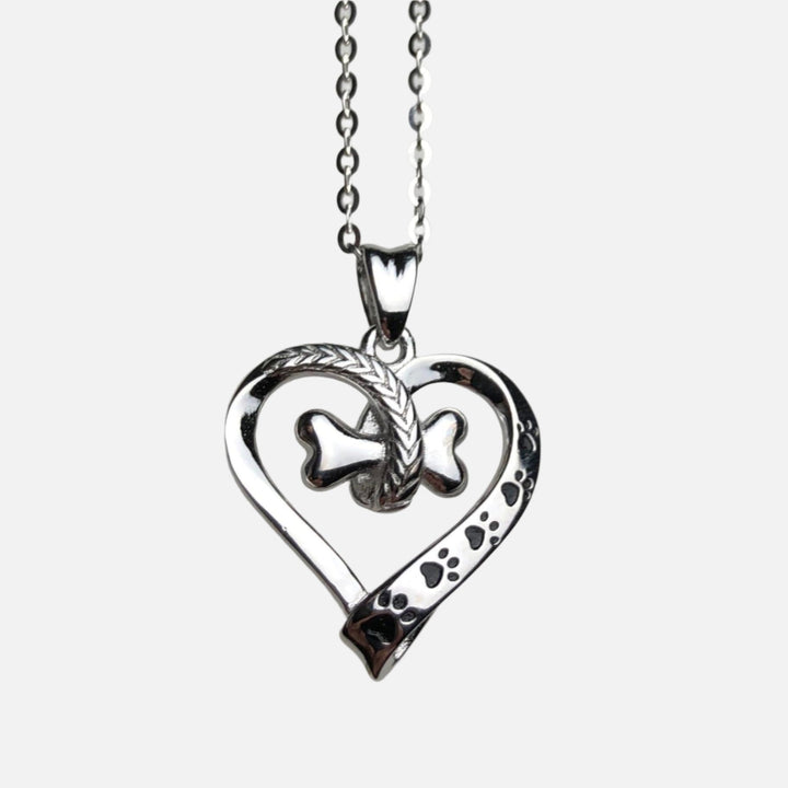 Dog Paw and Heart Necklace