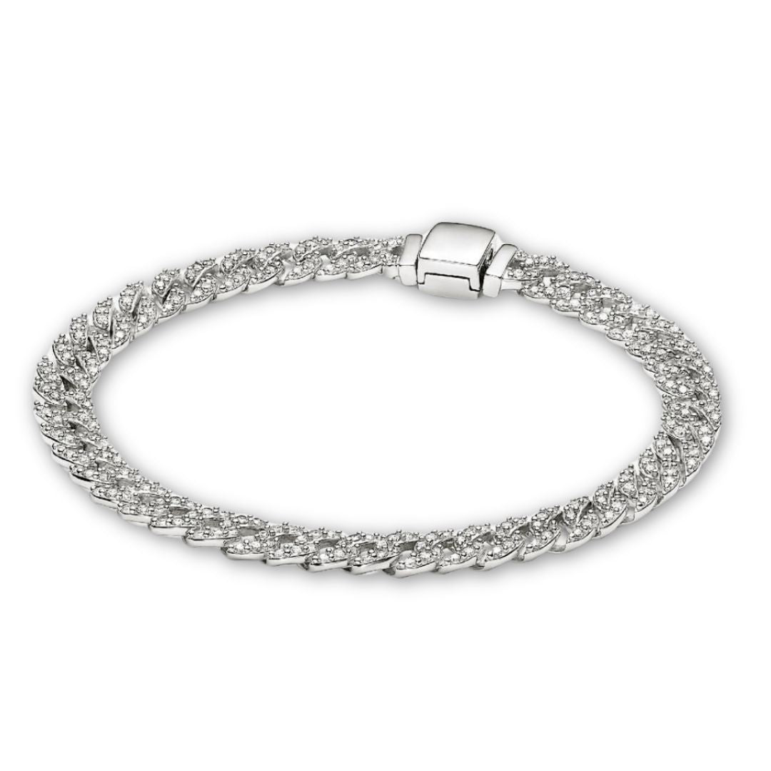 Cuban Bracelet with Pavé | Gold