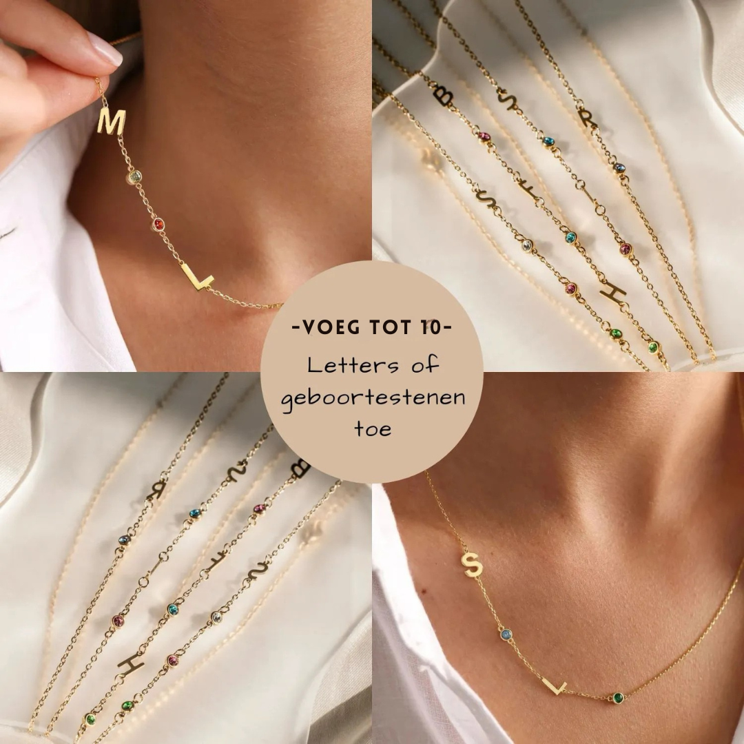 Ladies' Initial Necklace with Birthstone