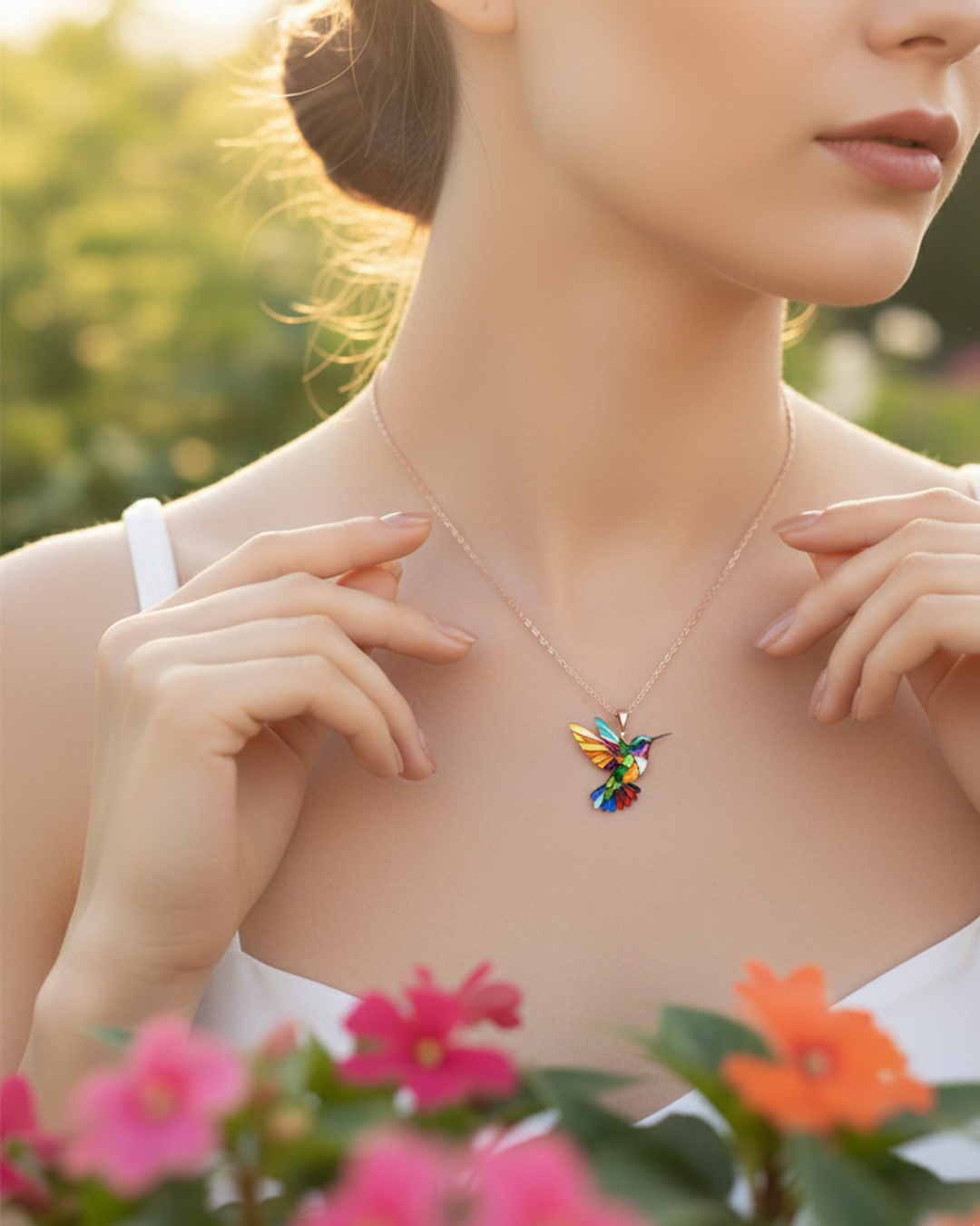 Hummingbird Necklace + Earrings Set