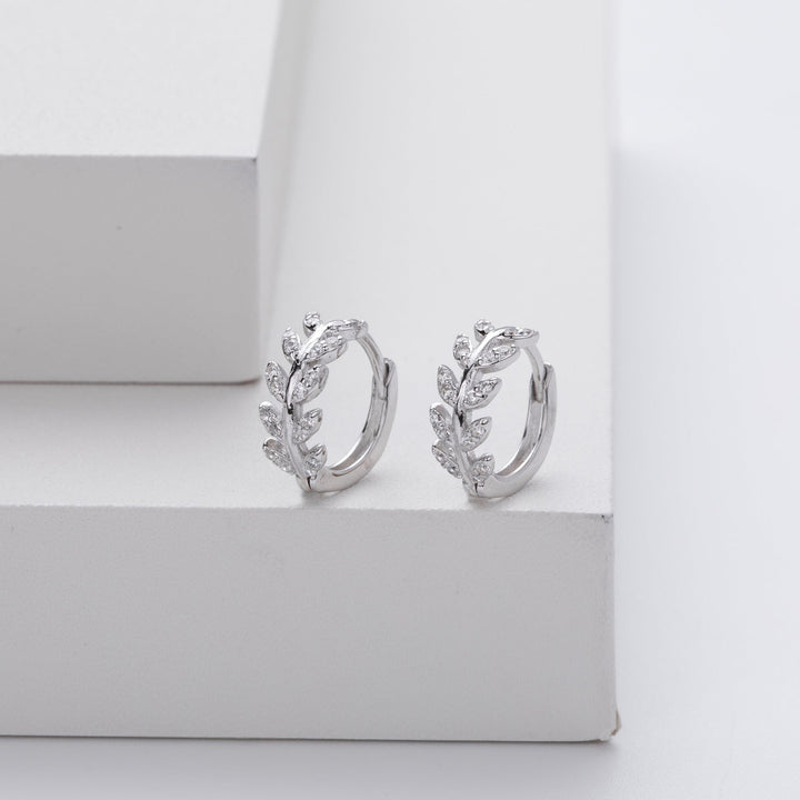 Leaf-Shaped Silver Hoops