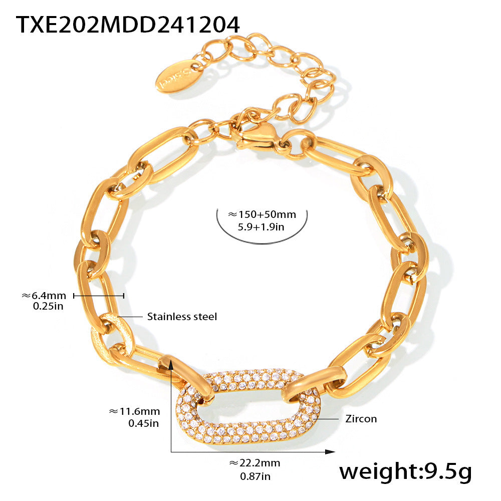 Pavé Link Chain Jewellery Set | Gold