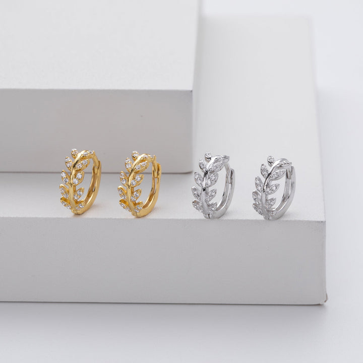 Leaf-Shaped Silver Hoops