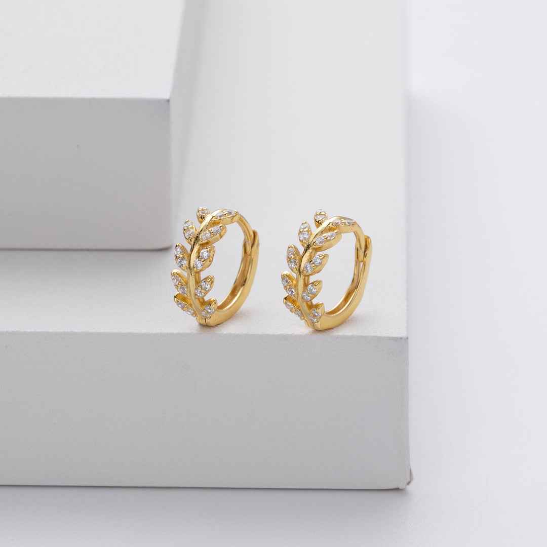Leaf-Shaped Silver Hoops