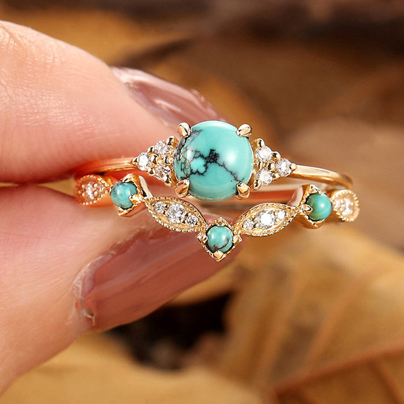 Aureva Turquoise Crown Ring Set