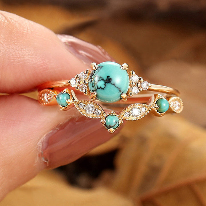 Aureva Turquoise Crown Ring Set