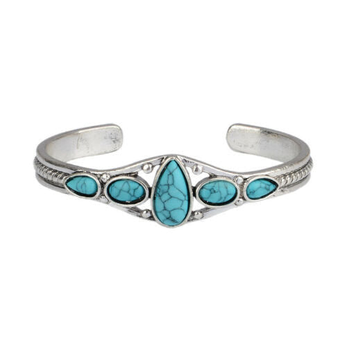 Turquoise Teardrop Open Bracelet