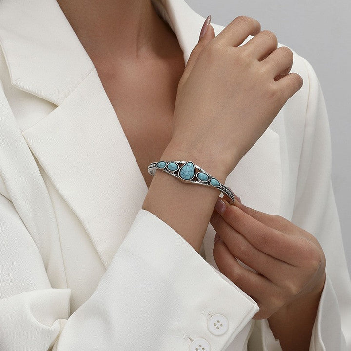 Turquoise Teardrop Open Bracelet