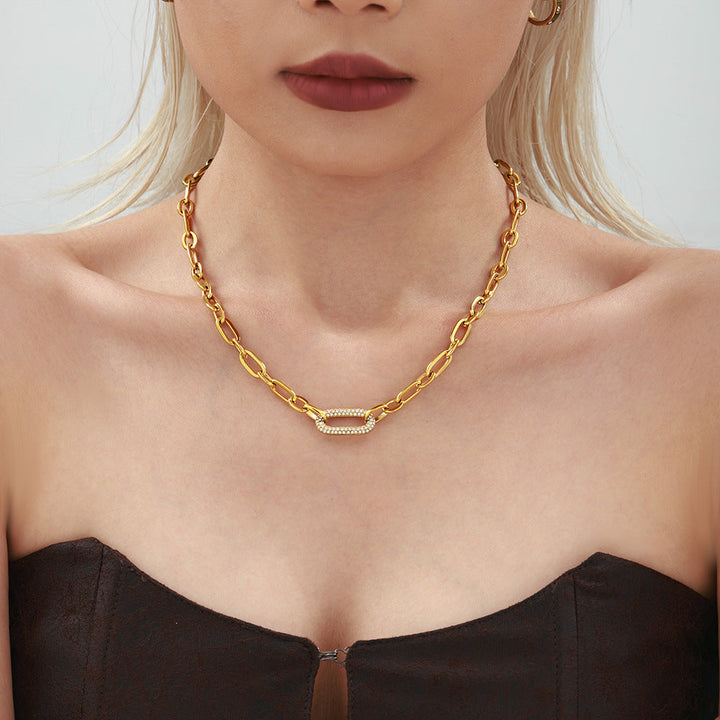 Pavé Link Chain Jewellery Set | Gold