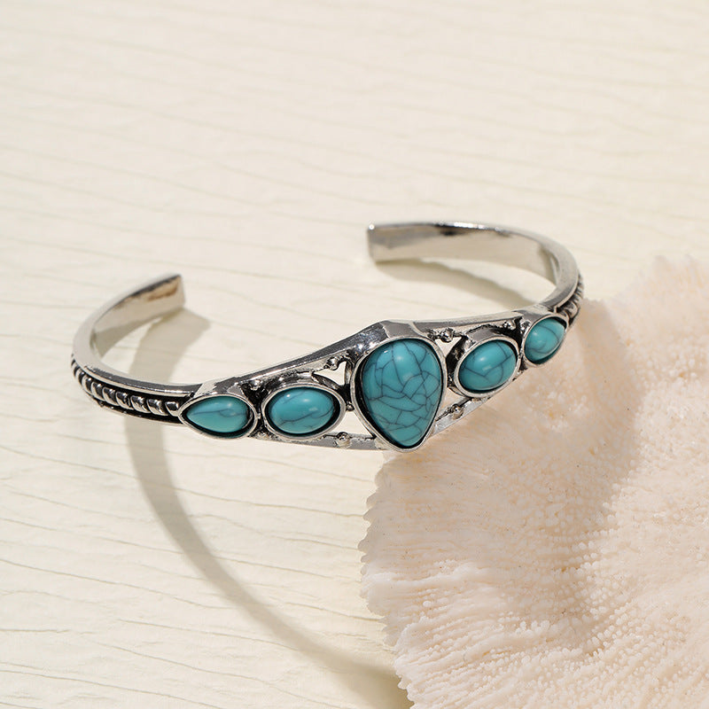 Turquoise Teardrop Open Bracelet