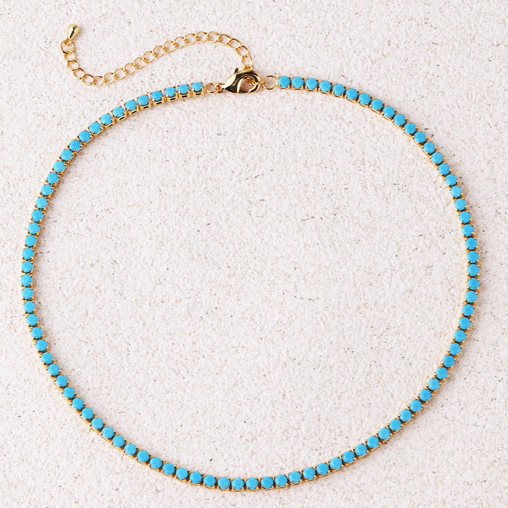 Turquoise Round Tennis Necklace