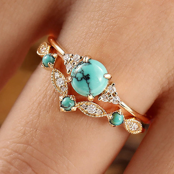 Aureva Turquoise Crown Ring Set