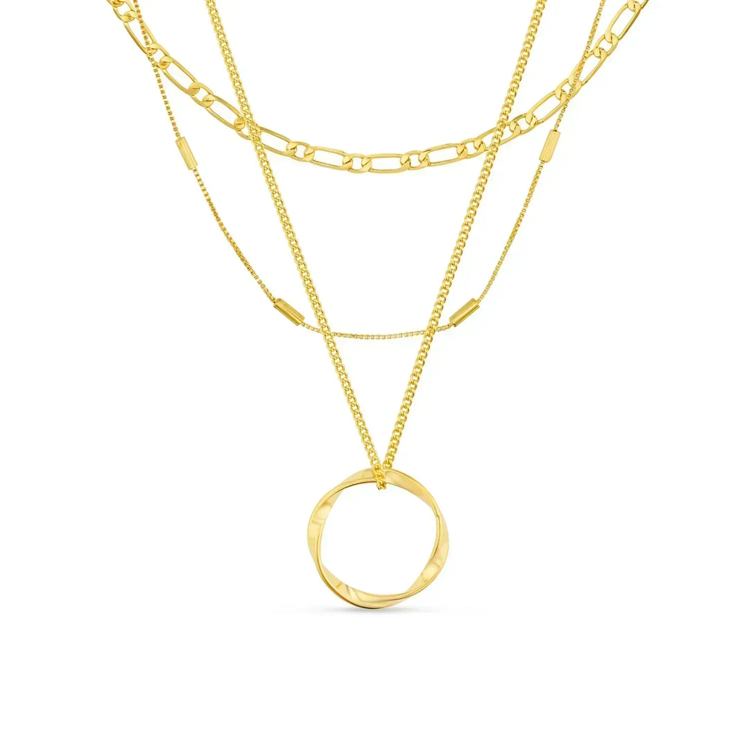 Elegant gold circle necklace set with refined finish