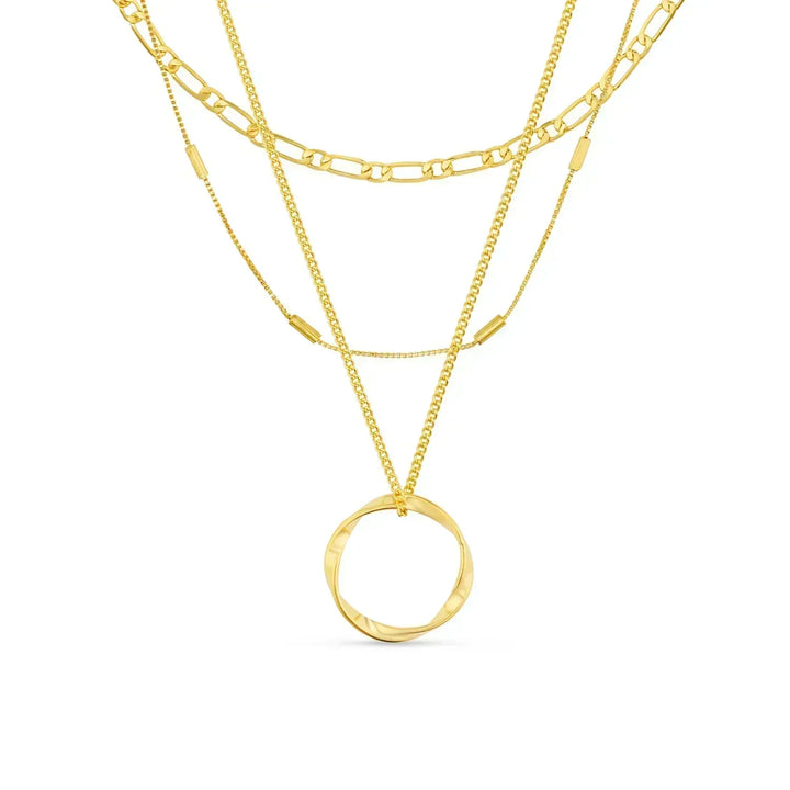 Elegant gold circle necklace set with refined finish