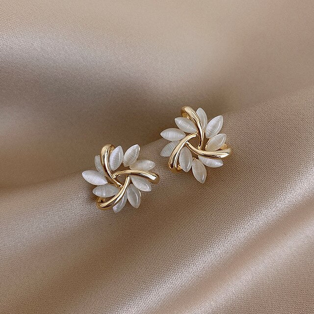 Sonja Luxe Earrings in White Opal