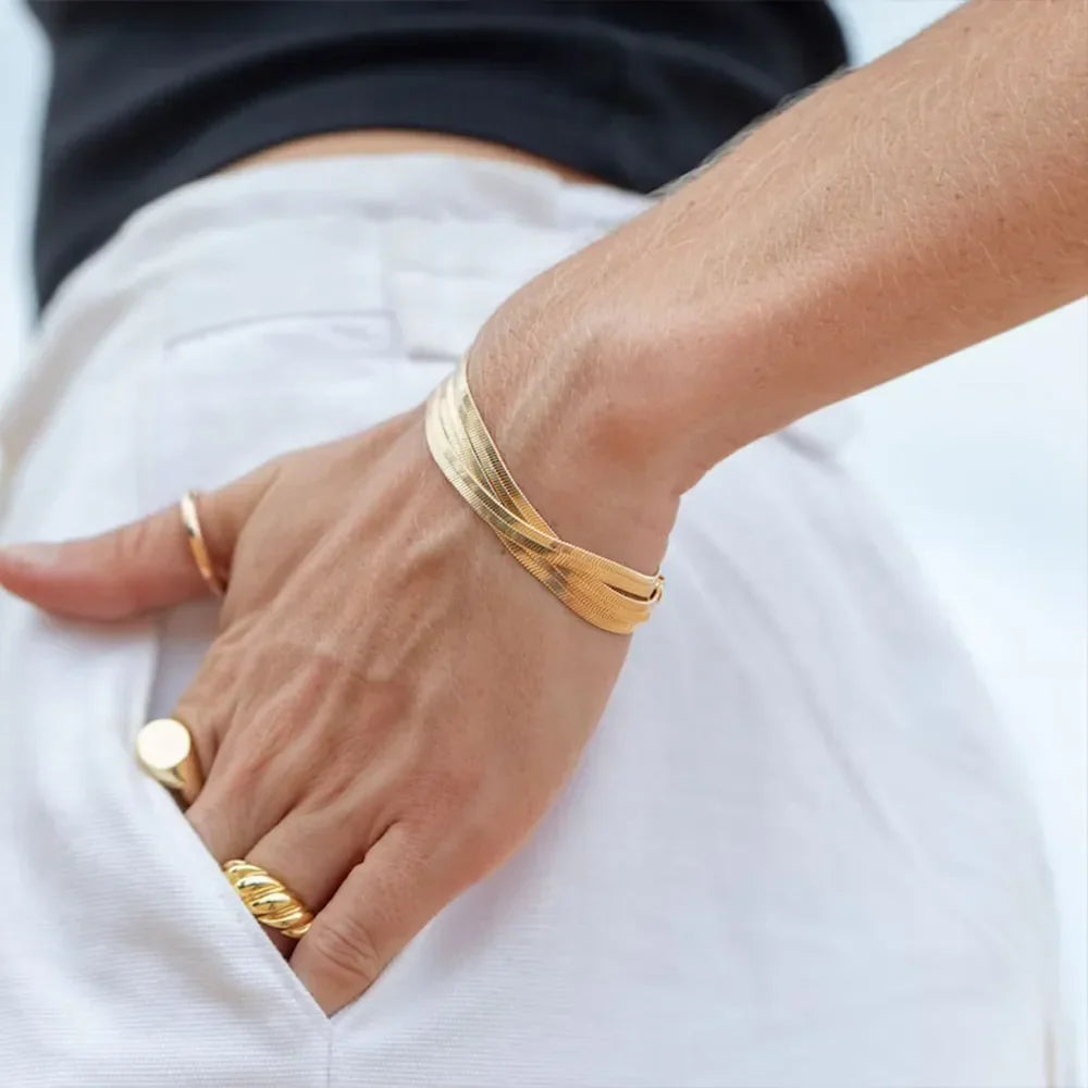 Angelica® Stainless Steel Herringbone Bracelet