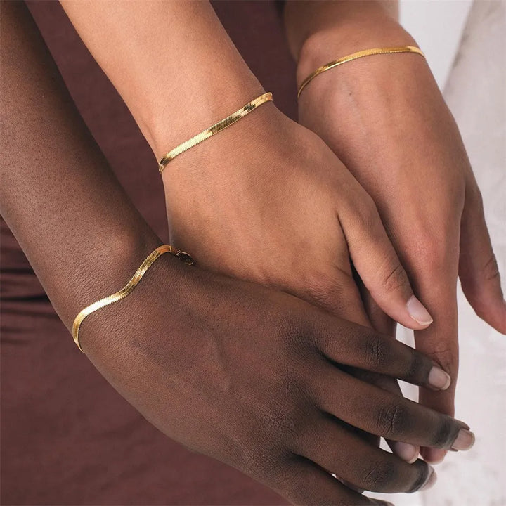Angelica® Stainless Steel Herringbone Bracelet