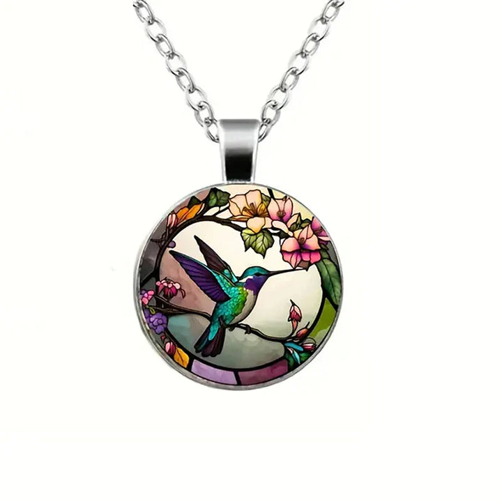 Necklace with Hummingbird Pendant and Dome