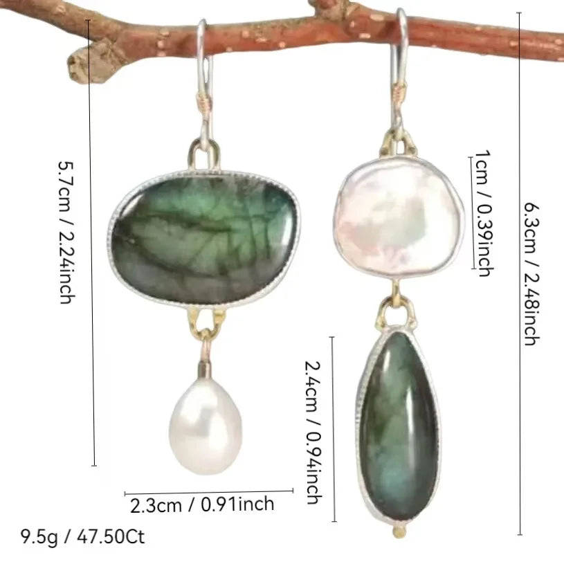 Elegant Statement Earrings with Labradorite Beads