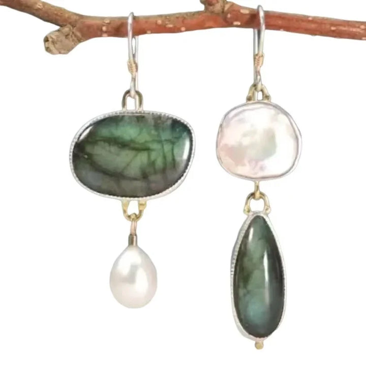 Elegant Statement Earrings with Labradorite Beads