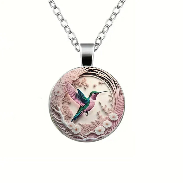 Necklace with Hummingbird Pendant and Dome