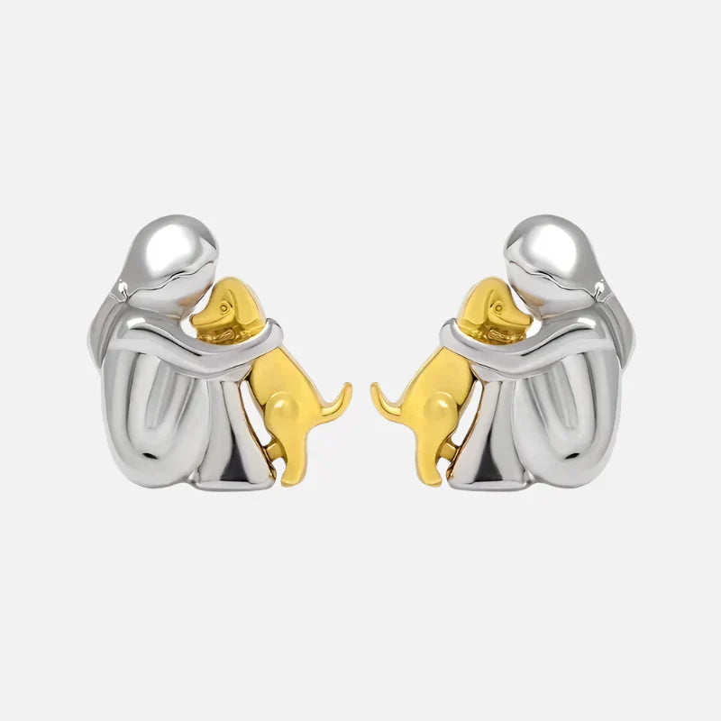 Two-tone Silver and Gold Hug Earrings