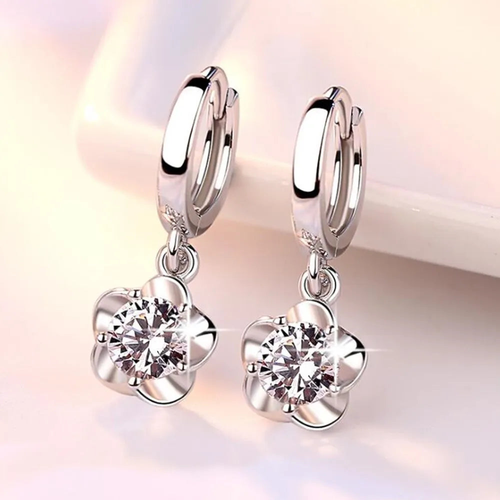 Earrings with Purple and White Zirconia