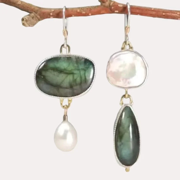 Elegant Statement Earrings with Labradorite Beads
