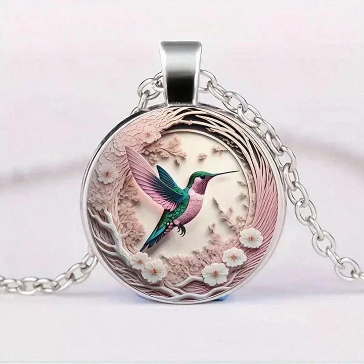 Necklace with Hummingbird Pendant and Dome