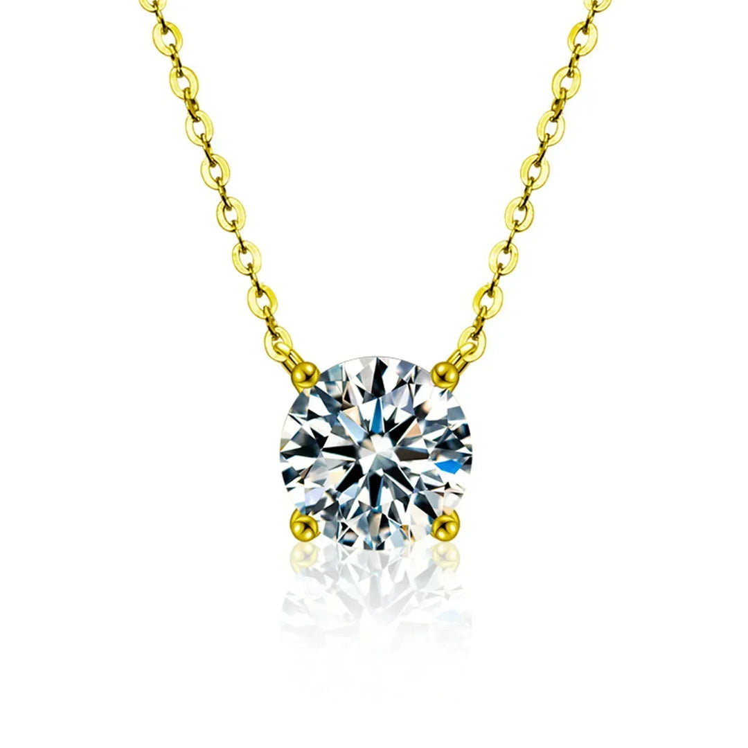 Sterling Silver Necklace with Gold Plating and Zircon
