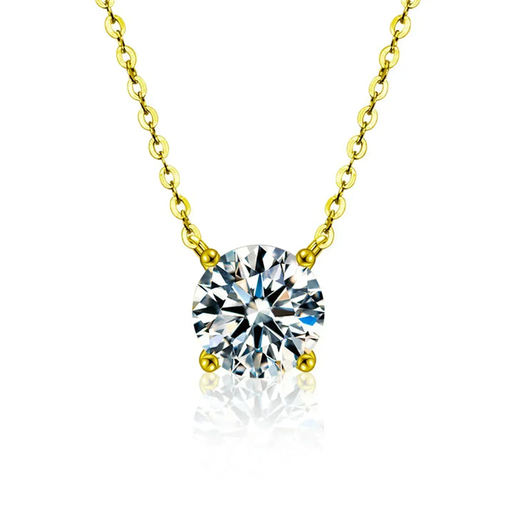 Sterling Silver Necklace with Gold Plating and Zircon