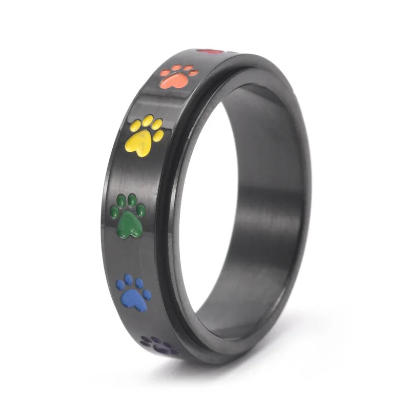 Rotating Paw-Shaped Stress Relief Ring